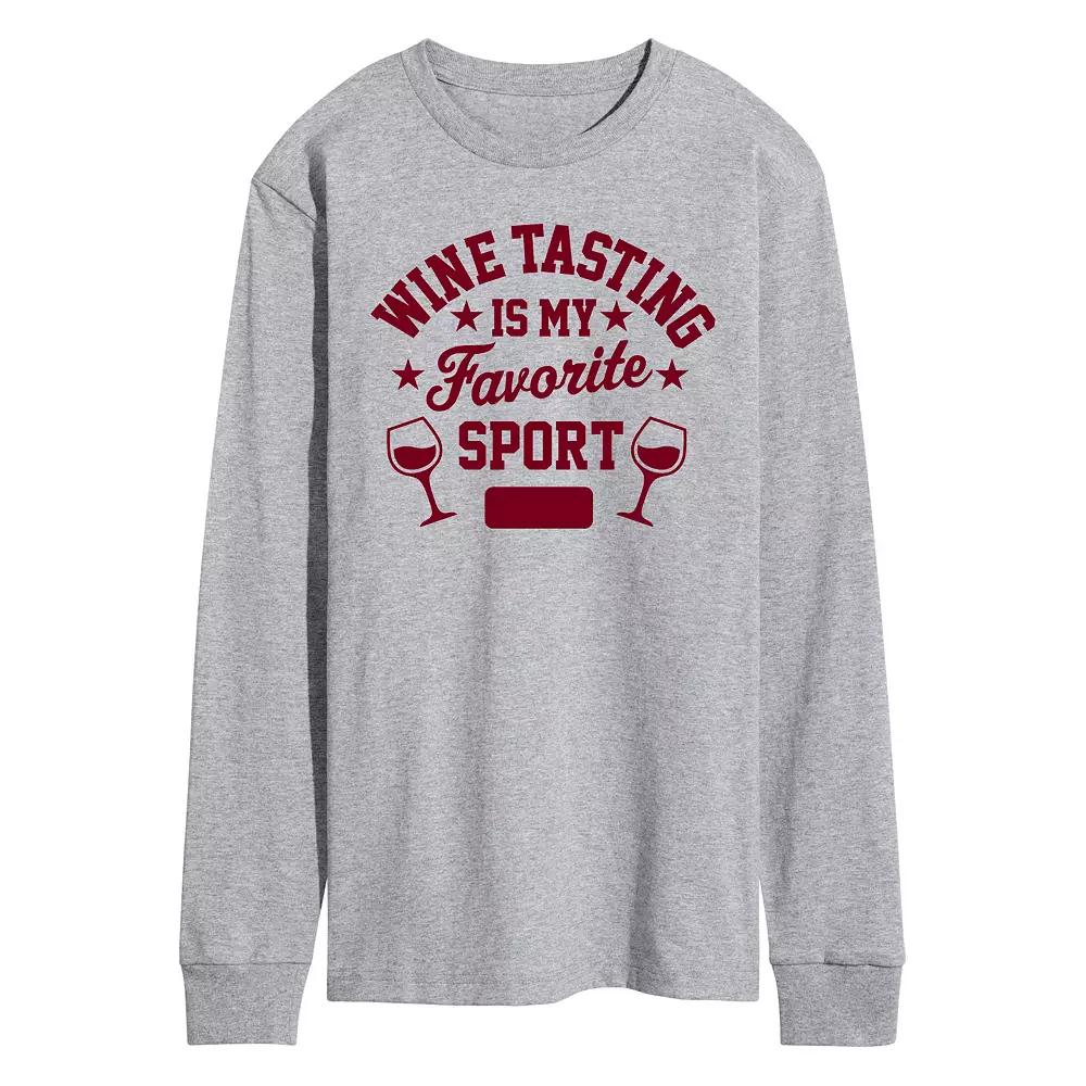 Men's Wine Tasting Fav Sport Long Sleeve Graphic Tee,  Product Image