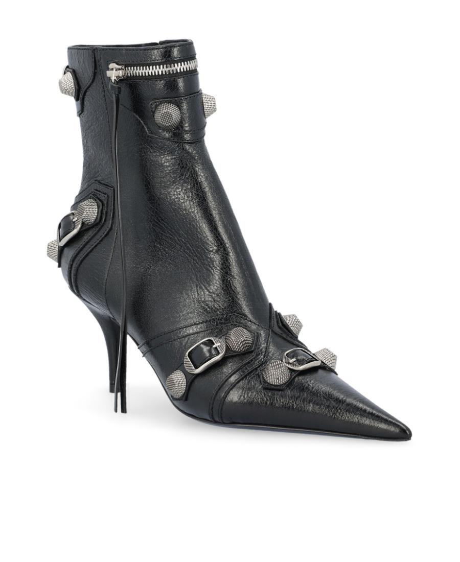 BALENCIAGA Womens Cagole Lambskin Buckle Zip Ankle Booties In Black Product Image