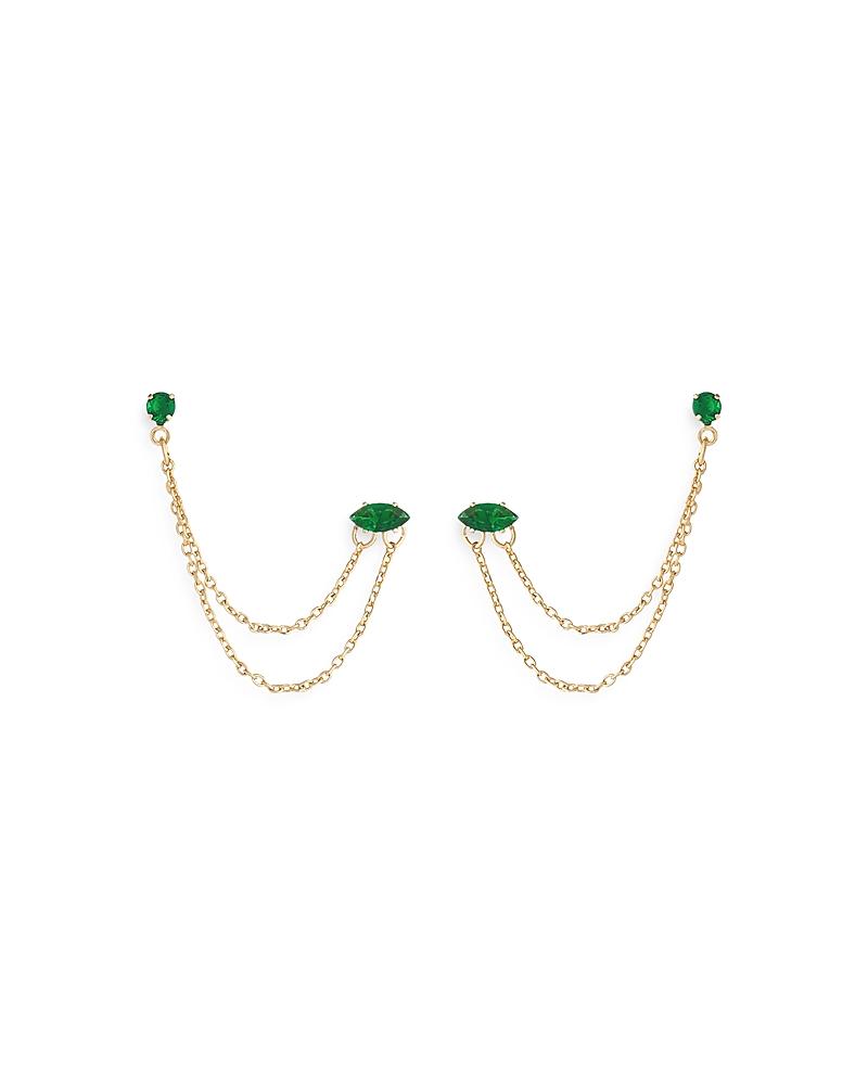 Ettika Draped Chain Double Piercing Earrings in 18K Gold Plate Product Image