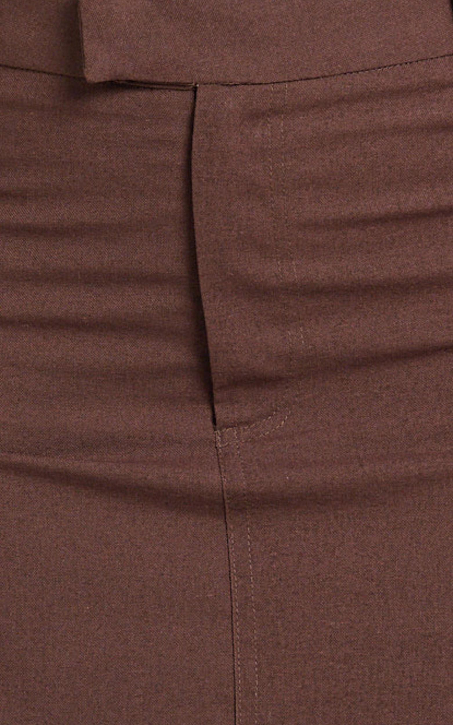 Farrow Mini Skirt - Tailored Linen Skirt in Chocolate Product Image