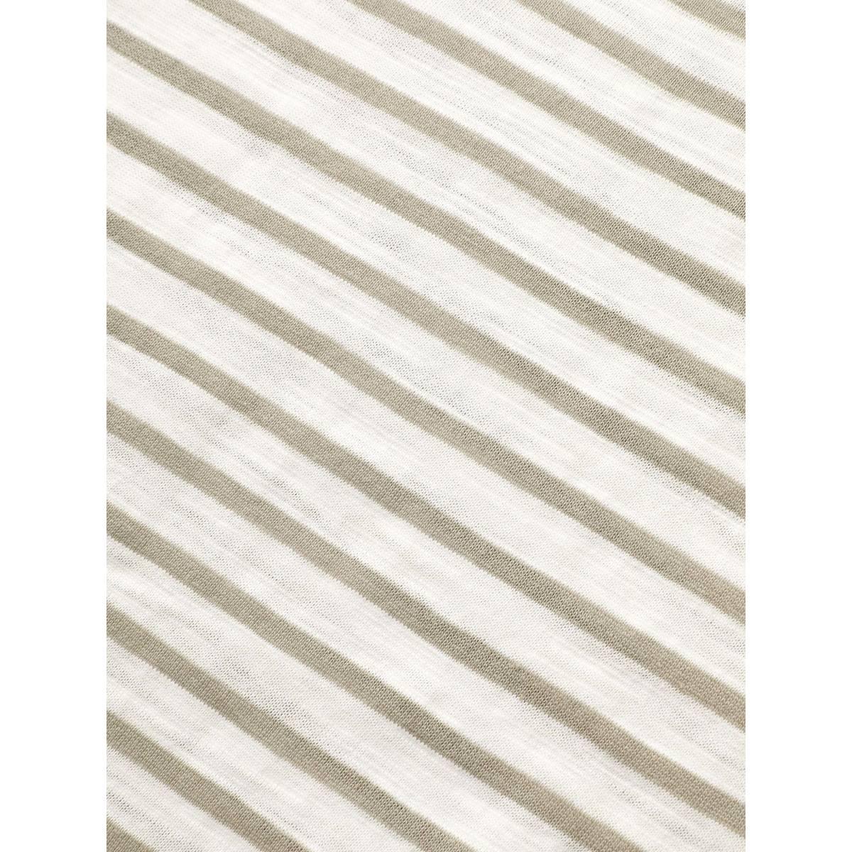 Plus Size Cotton Striped Print Round Neck Petal Sleeve T-shirt Tan Women Casual Contrast Round Neck Everyday T-shirts BloomChic 28/5X Product Image