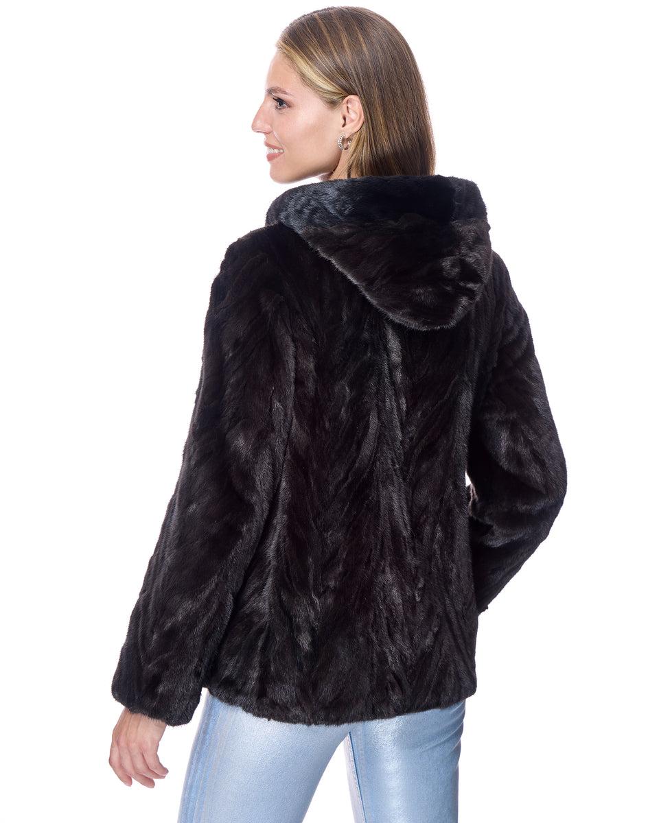 Hooded Mink Sections Jacket Product Image