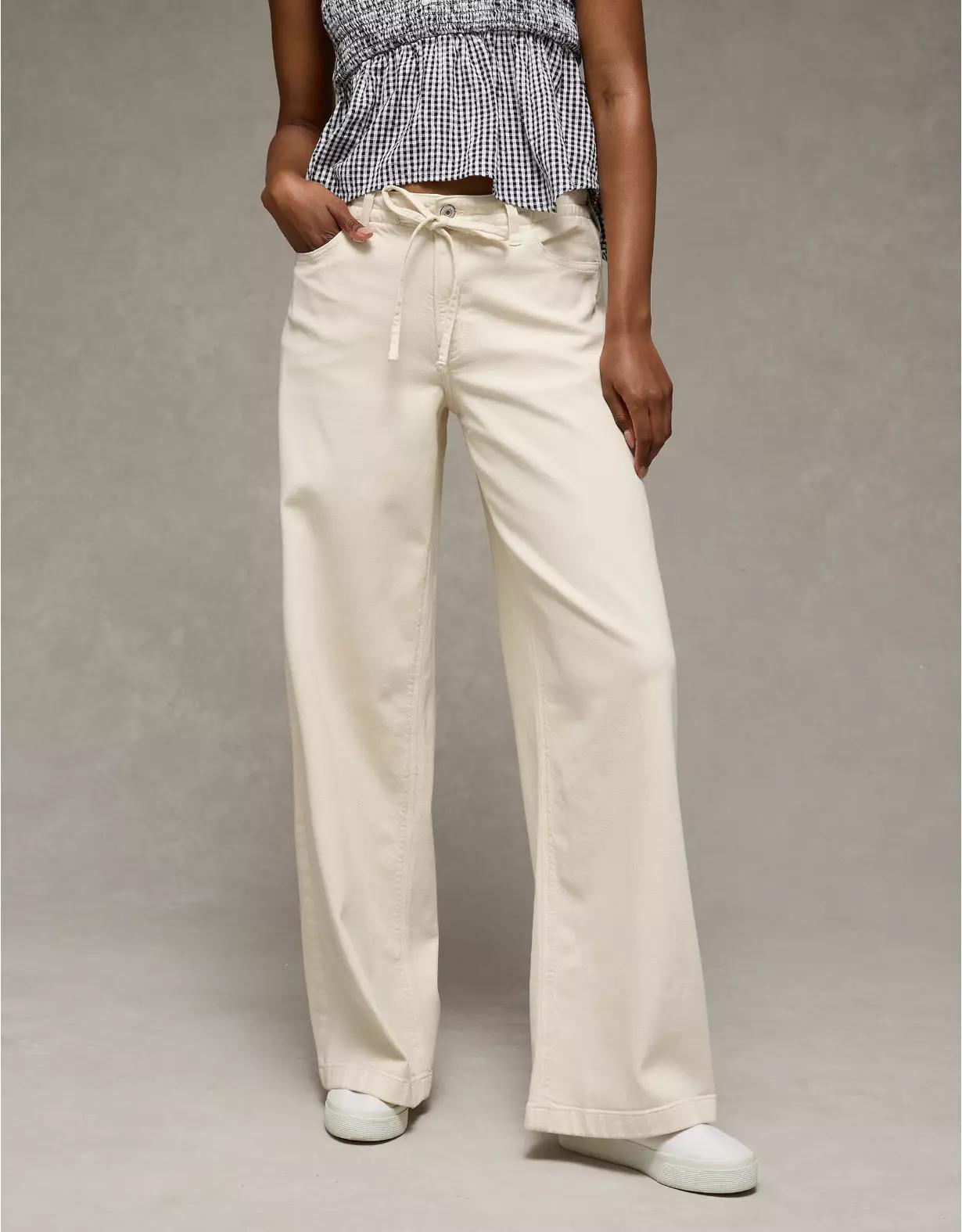 AE Dreamy Drape Stretch Low-Rise Ultra Wide-Leg Pant Product Image