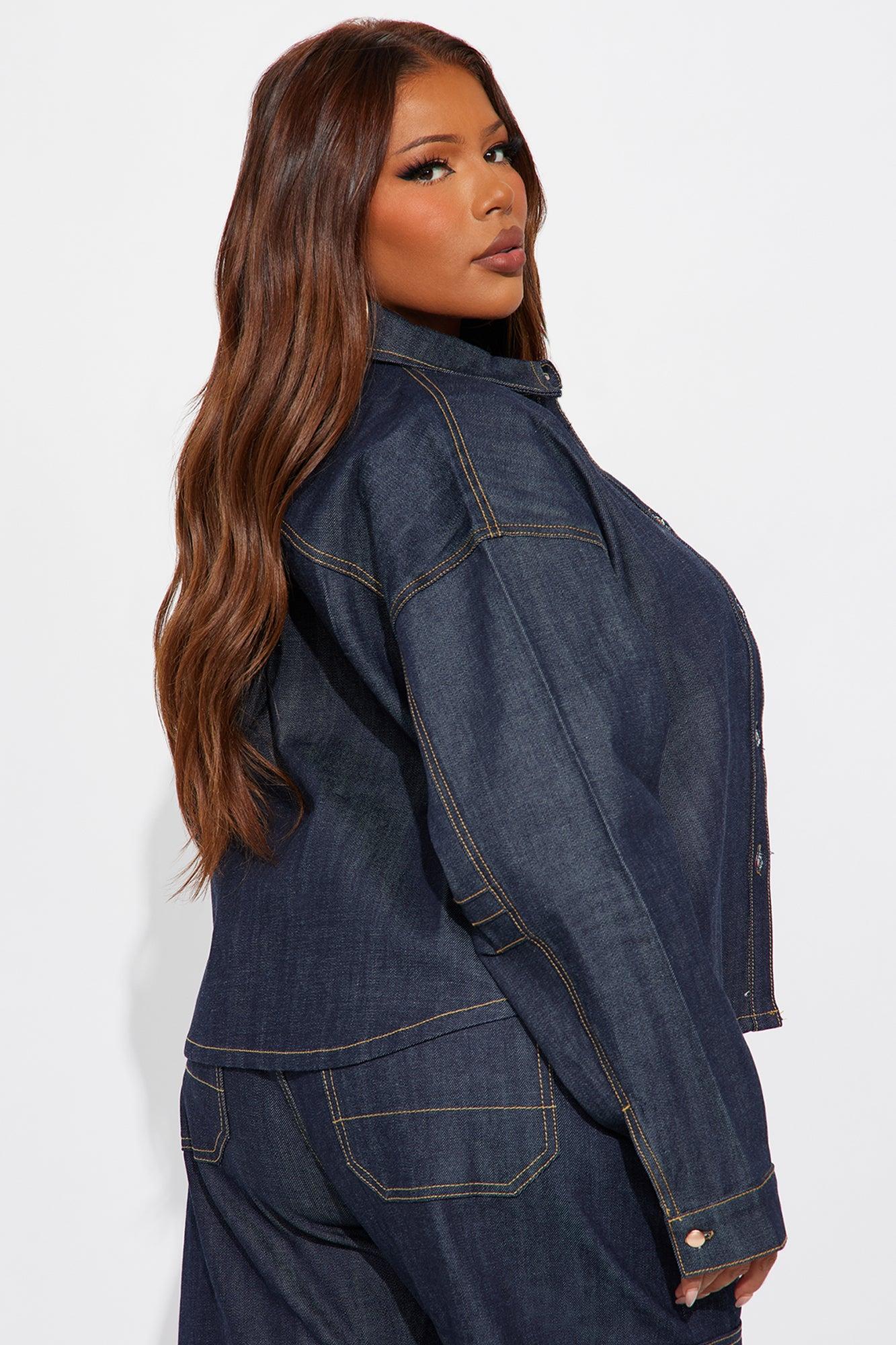 Premium Selvedge Utility Denim Jacket - Dark Denim Female Product Image