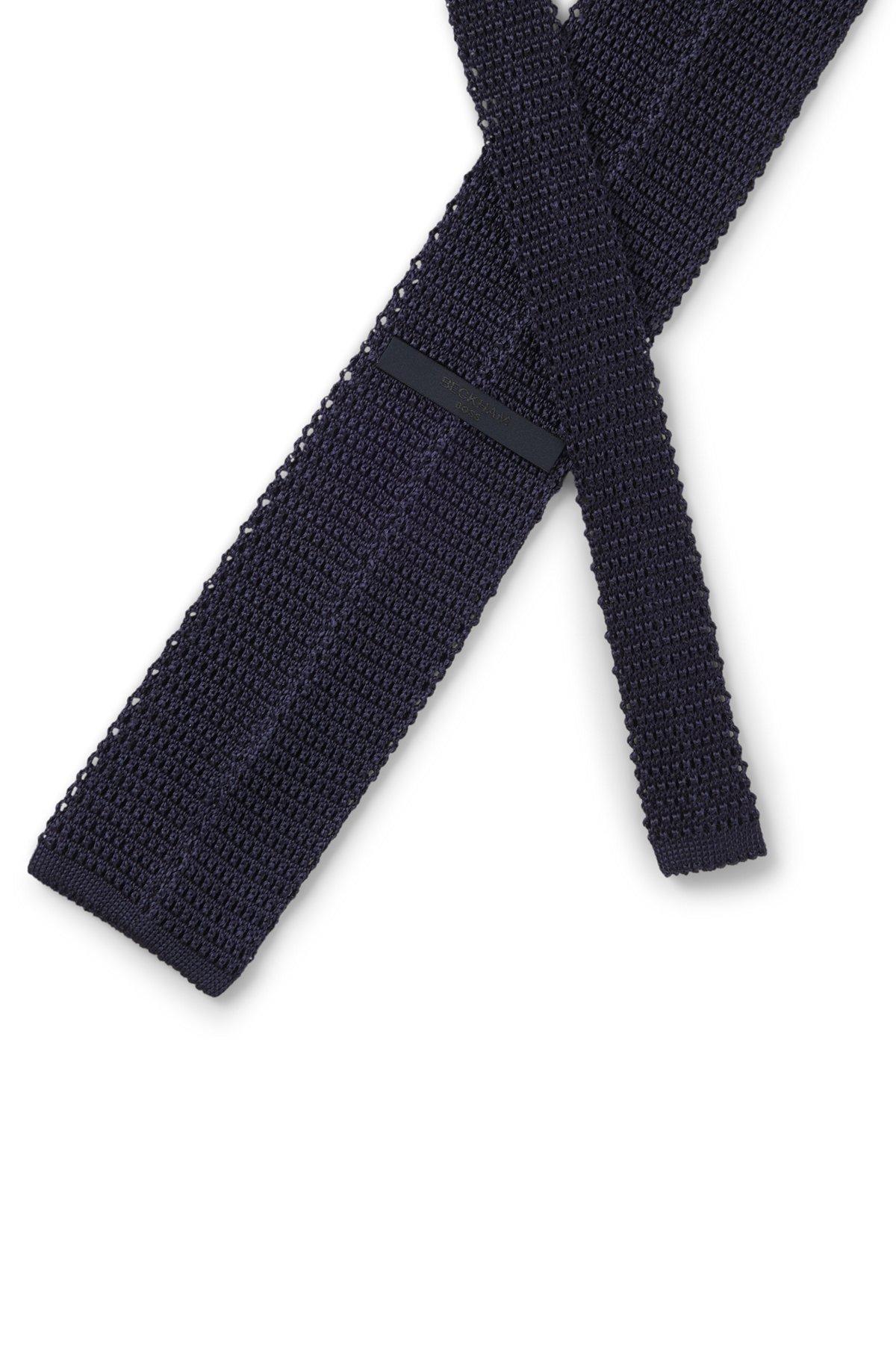BOSS - BECKHAM x BOSS knit tie in silk - Dark Blue Product Image