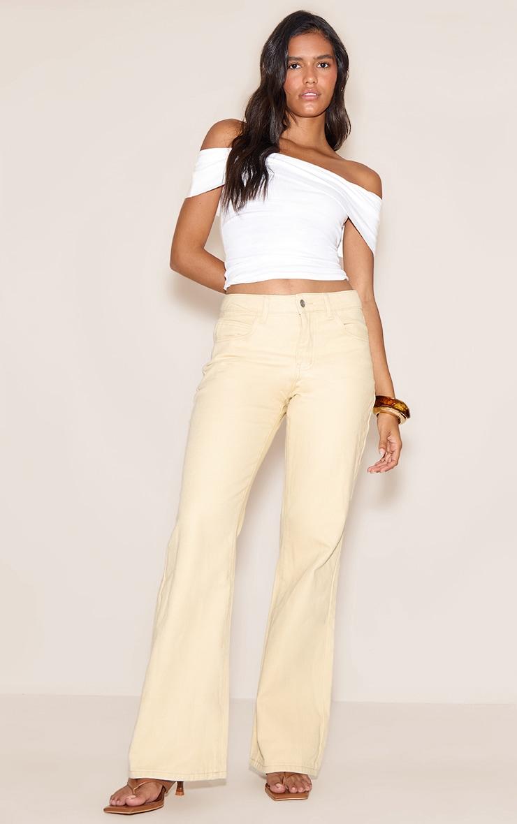 White Soft Cotton Bardot Top Product Image