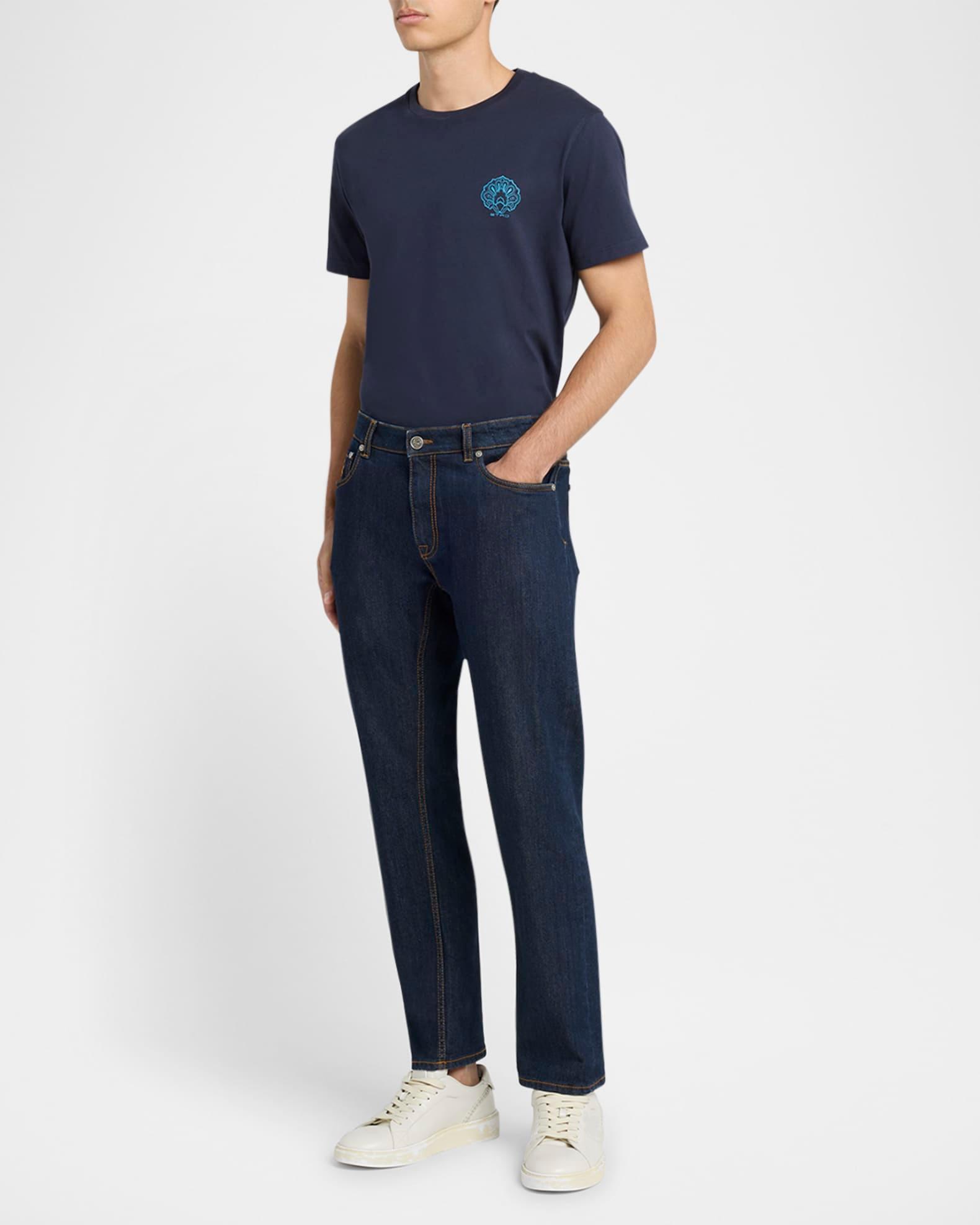 Men's Slim-Straight Contrast-Stitch Jeans Product Image