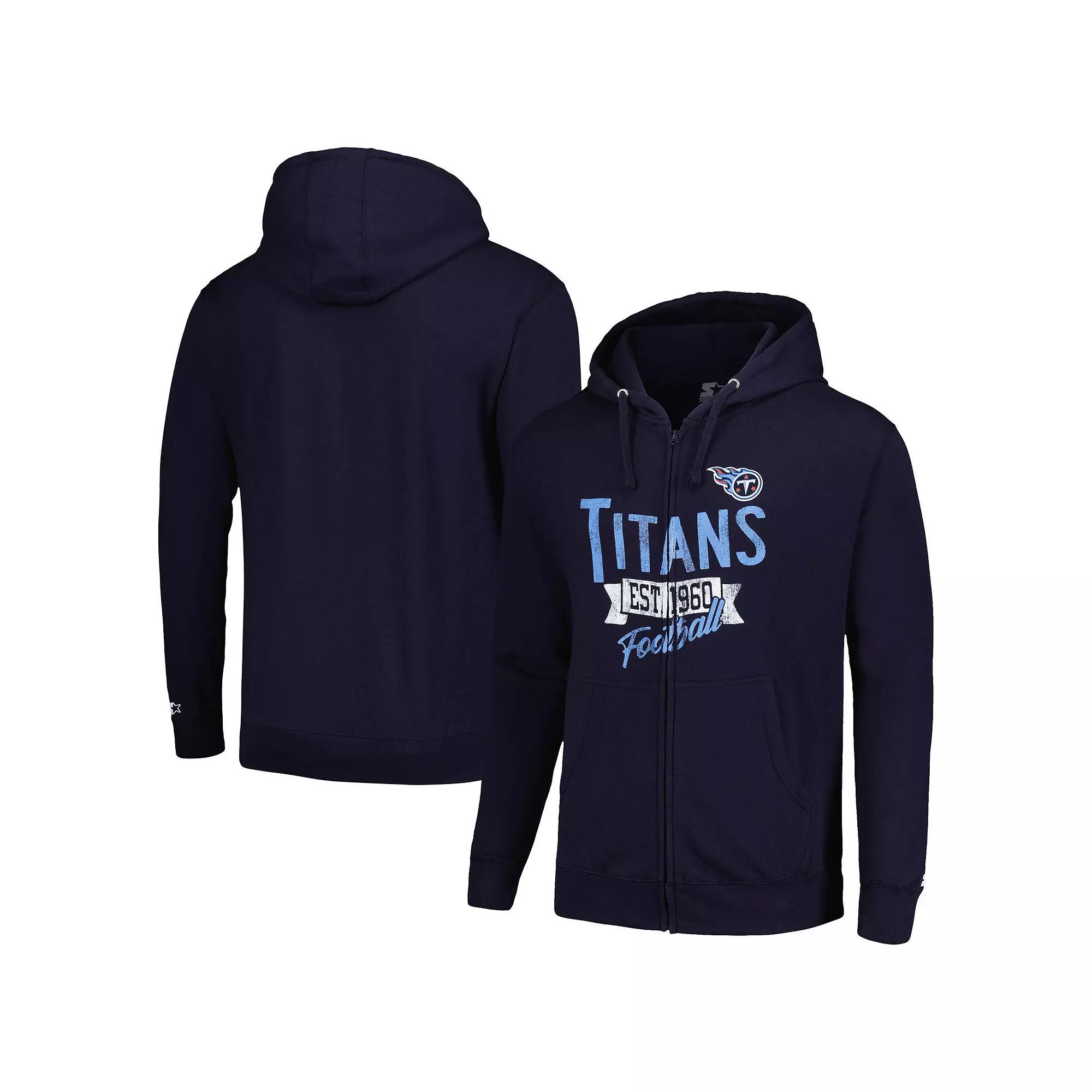 Men's Starter Navy Tennessee Titans Domestic Post Season Full-Zip Hoodie,  Product Image