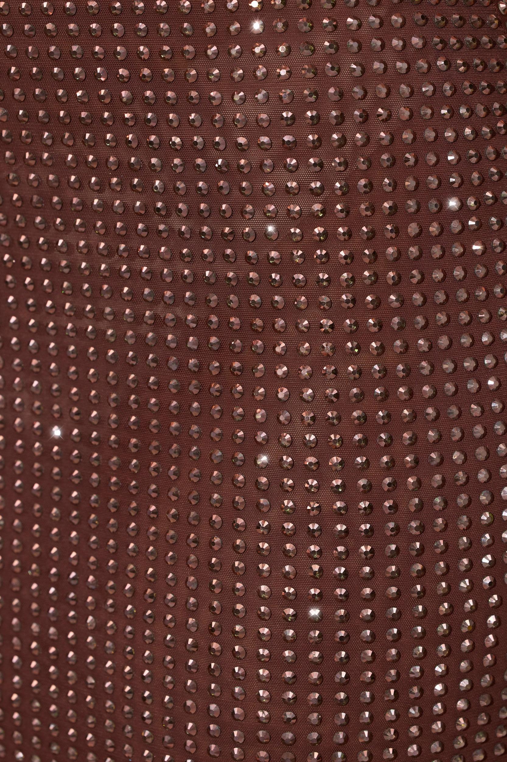 Embellished Low Back Neck Strap Mini Dress in Espresso Product Image