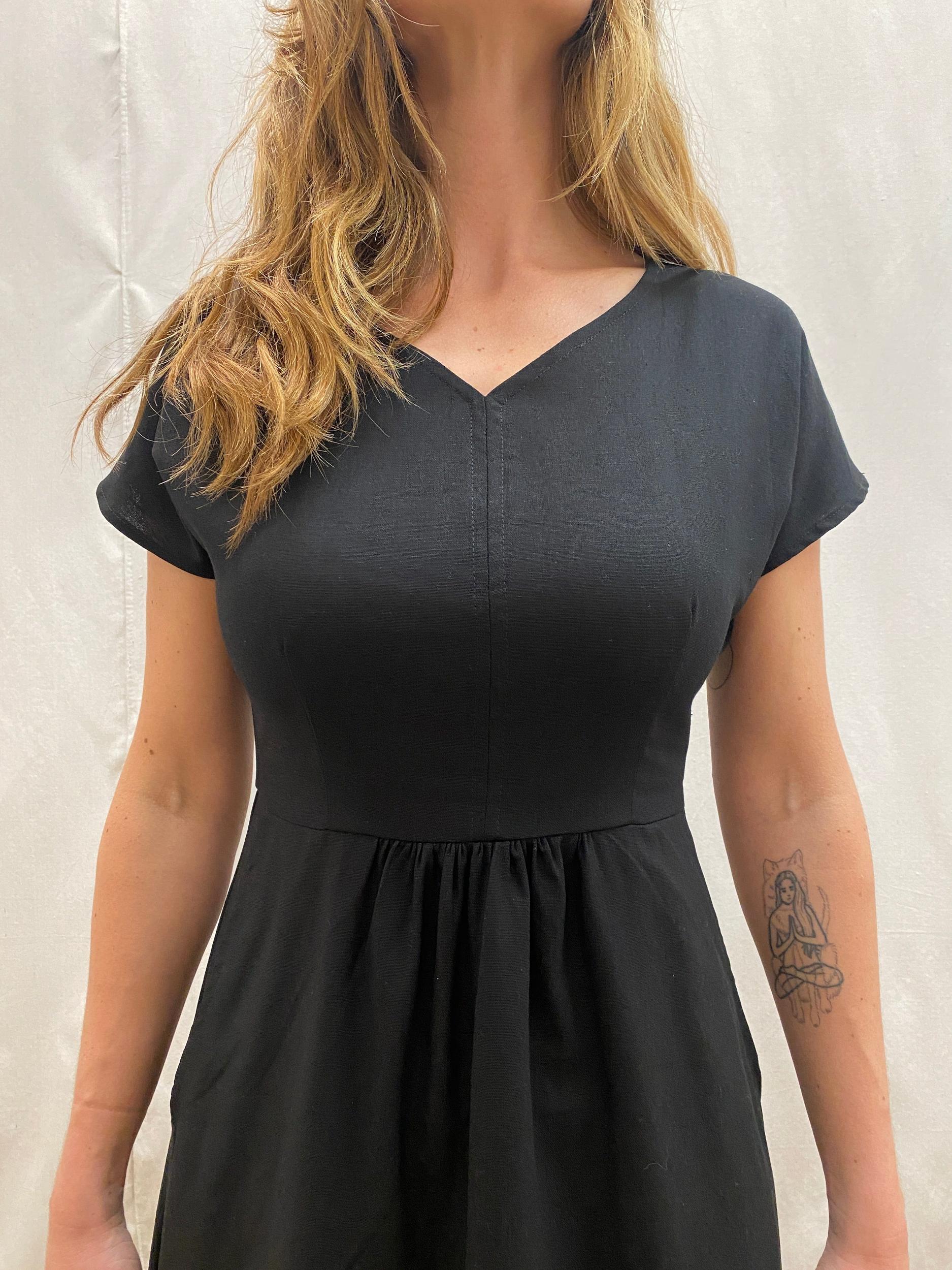 Dolman Dress in Black Linen Product Image