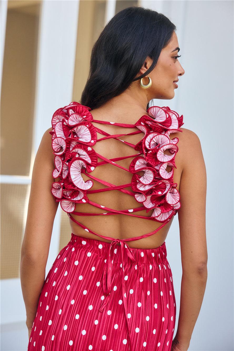 Romance Here Plisse Maxi Dress Red Product Image