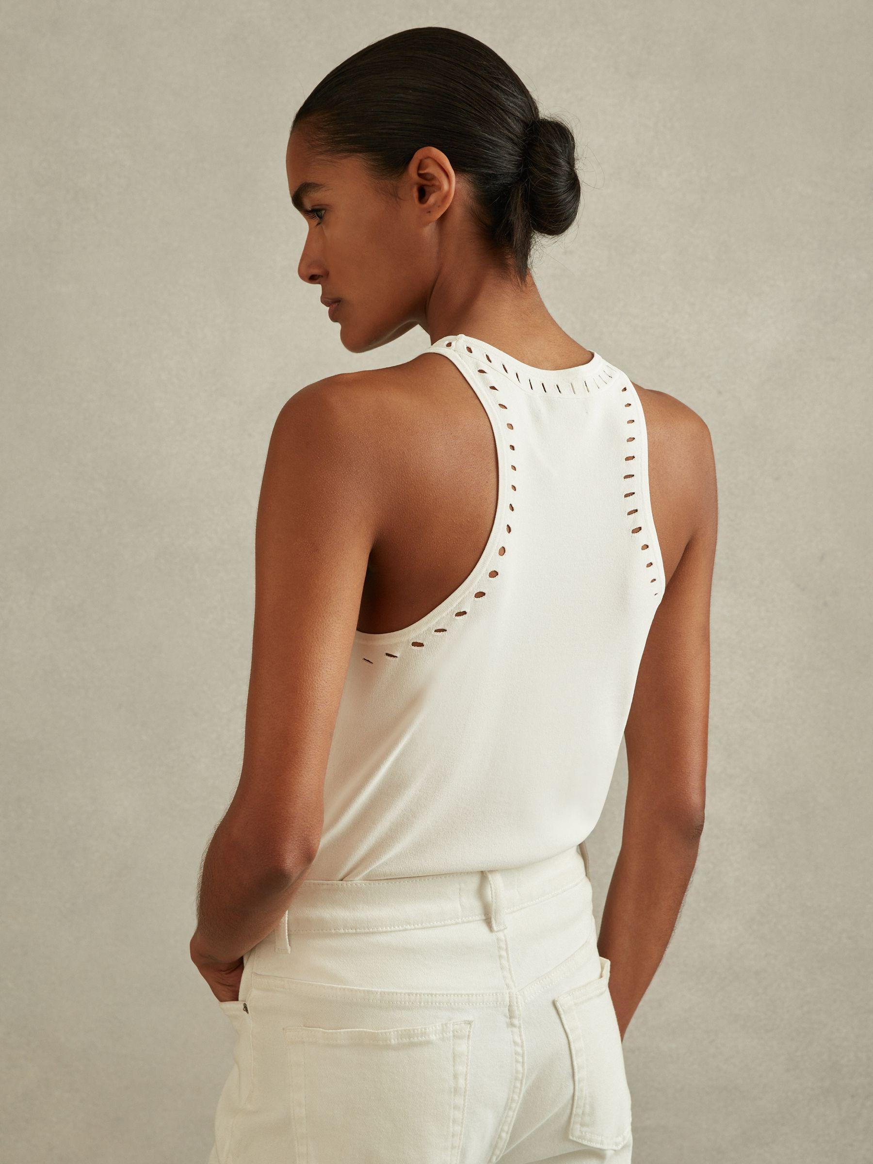 Fitted Cut-Out Detail Vest in Ivory Product Image