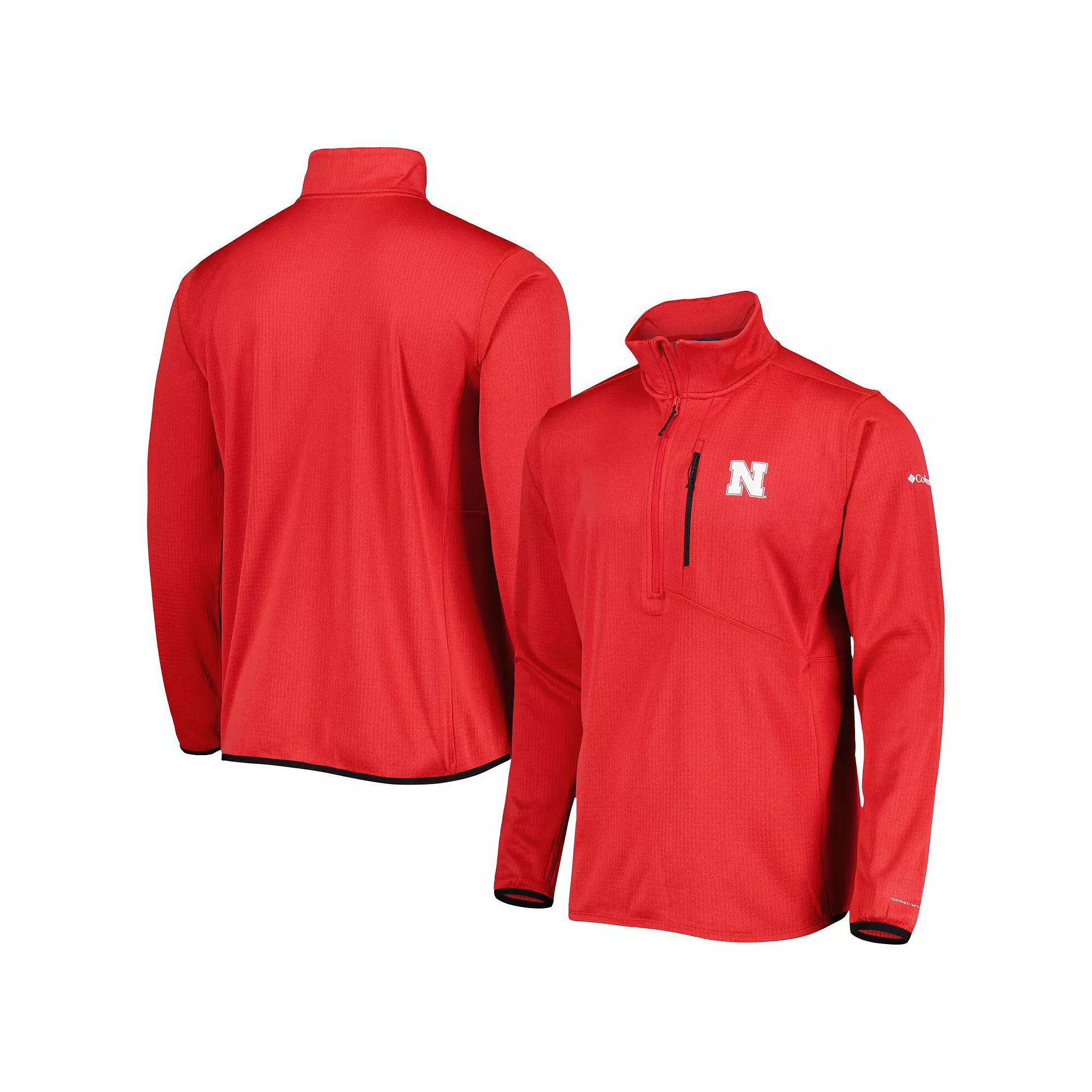 Men's Columbia Scarlet Nebraska Huskers Park View Omni-Wick Half-Zip Top, Size: Medium, Red Product Image