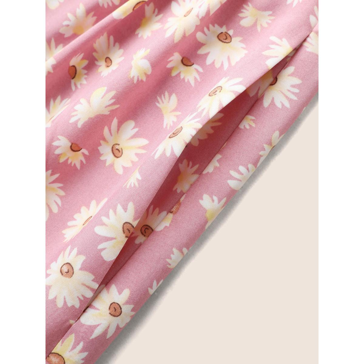 Plus Size Collared Daisy Midi Dress Blush Women Elegant Gathered Lapel Collar Sleeveless Curvy BloomChic 28/5X Product Image