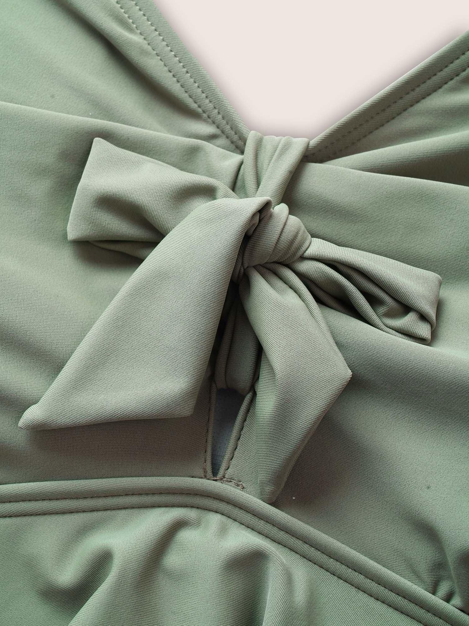 Knotted Front Ruffle Tiered Tankini Top Female Product Image