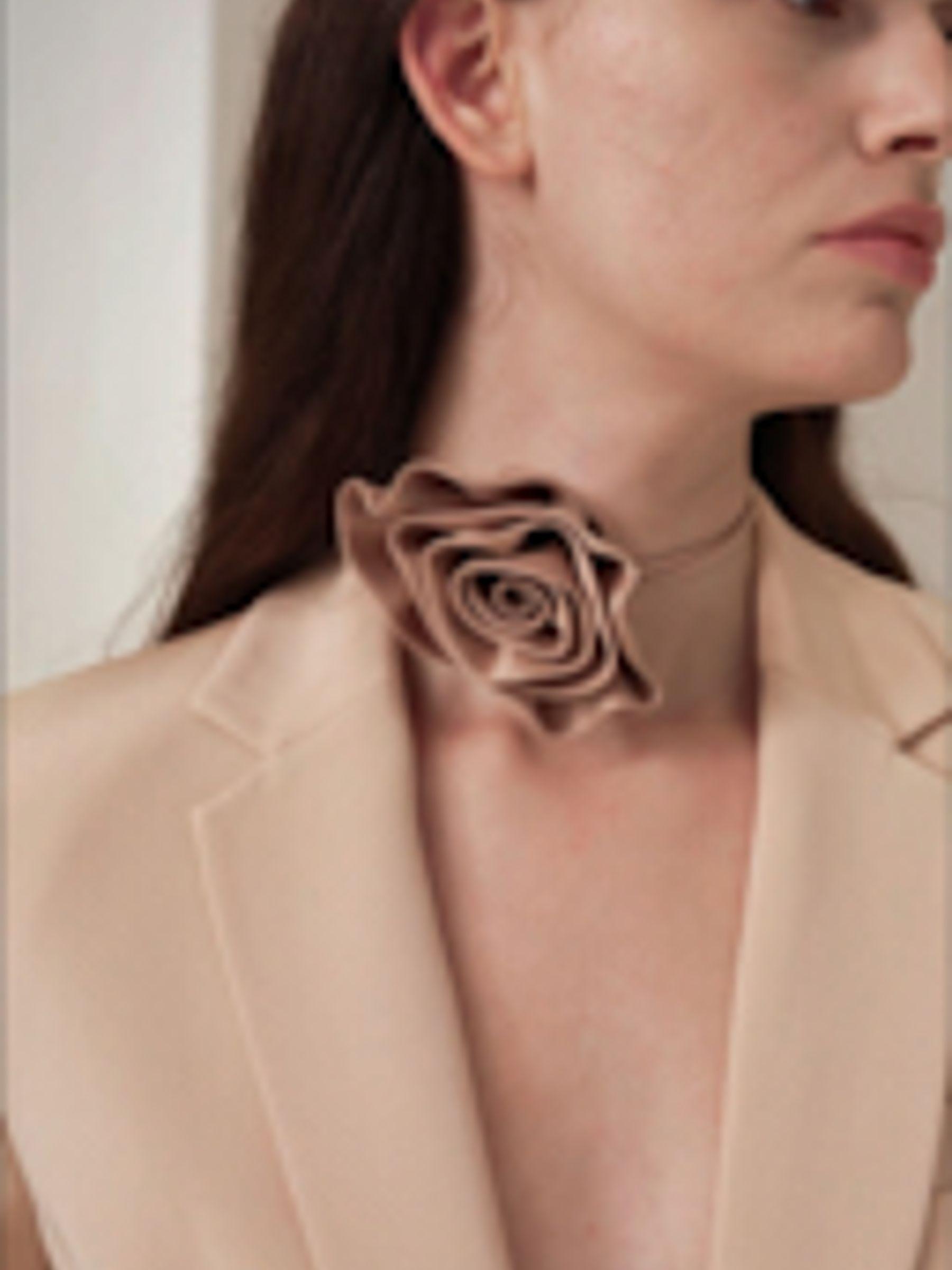 Rosette Silk Collar Necklace Product Image