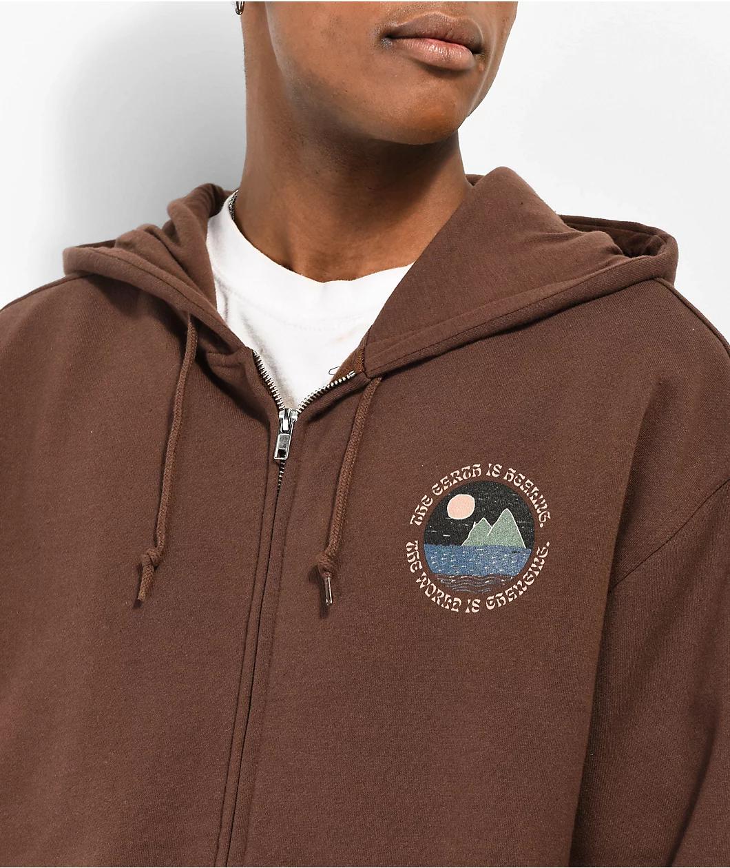 Dravus Healing Earth Brown Zip Hoodie Product Image