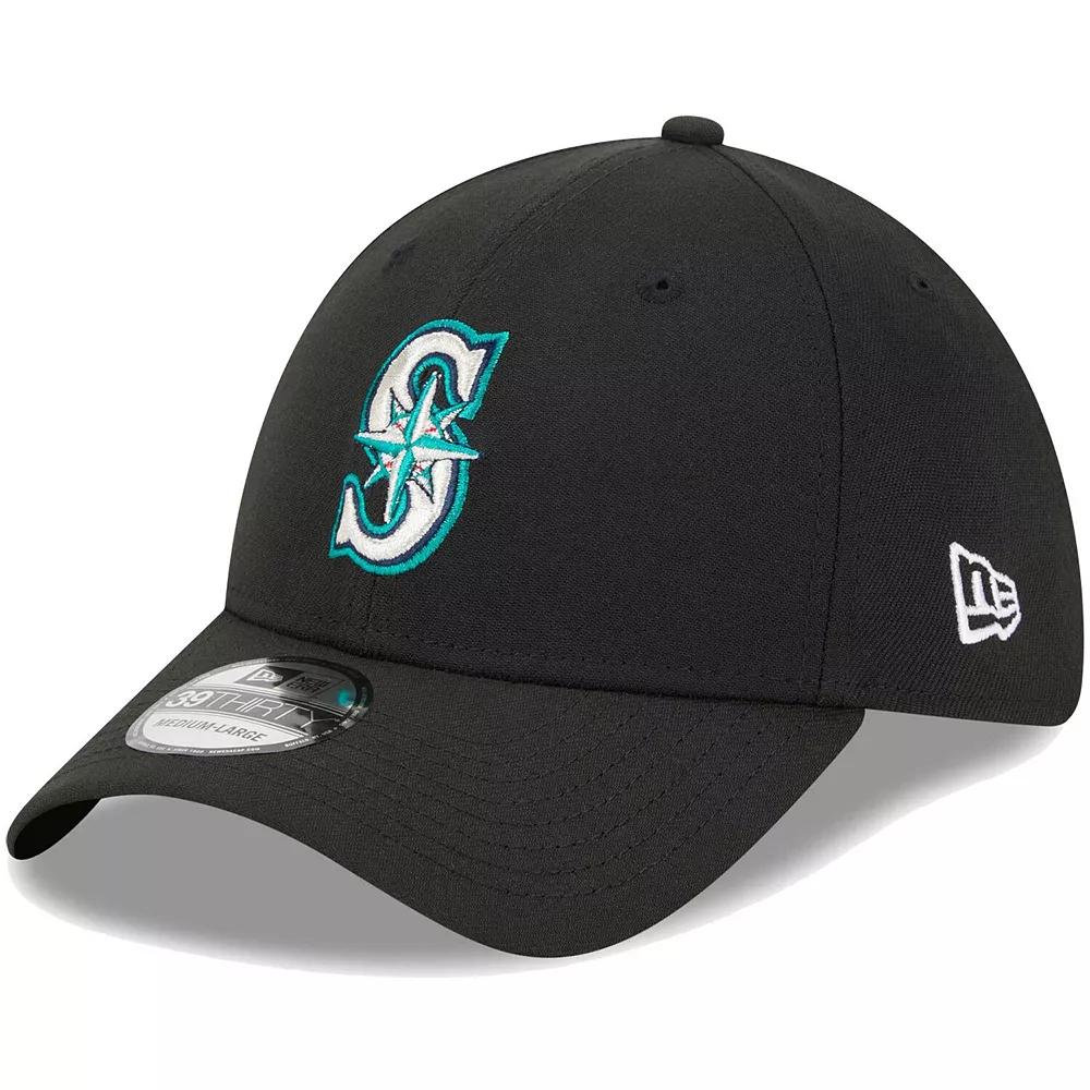 Men's New Era Black Seattle Mariners Logo 39THIRTY Flex Hat, Size: Large/XL Product Image