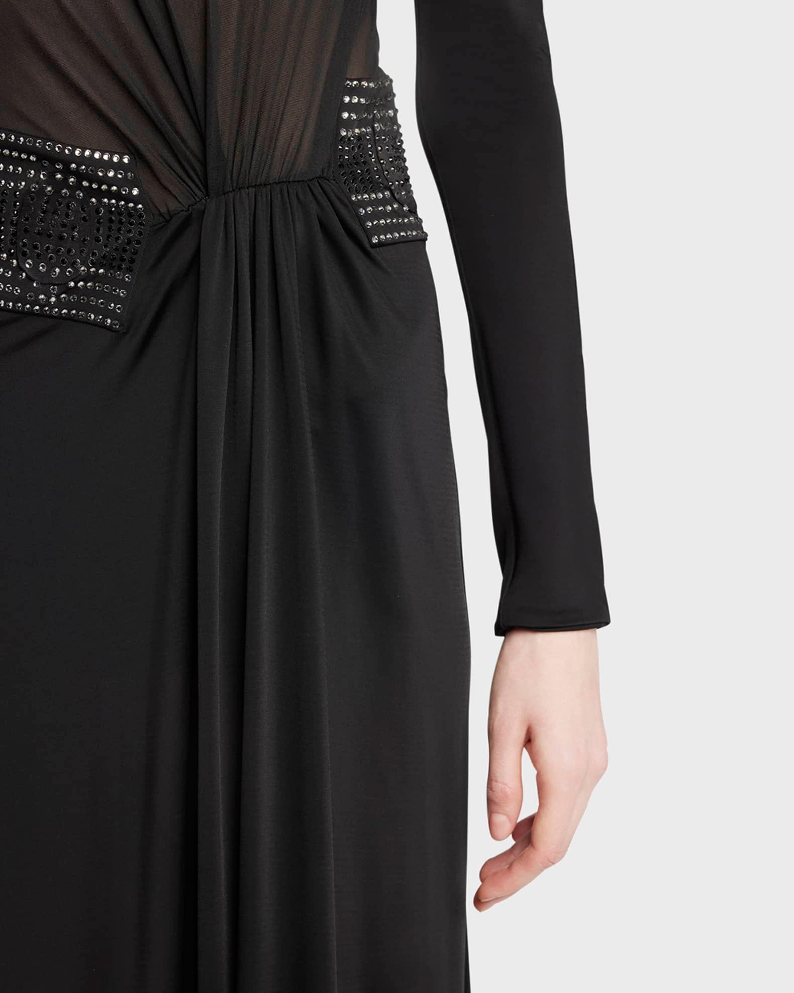 Crystal Sheer Midriff Jersey Gown  Product Image