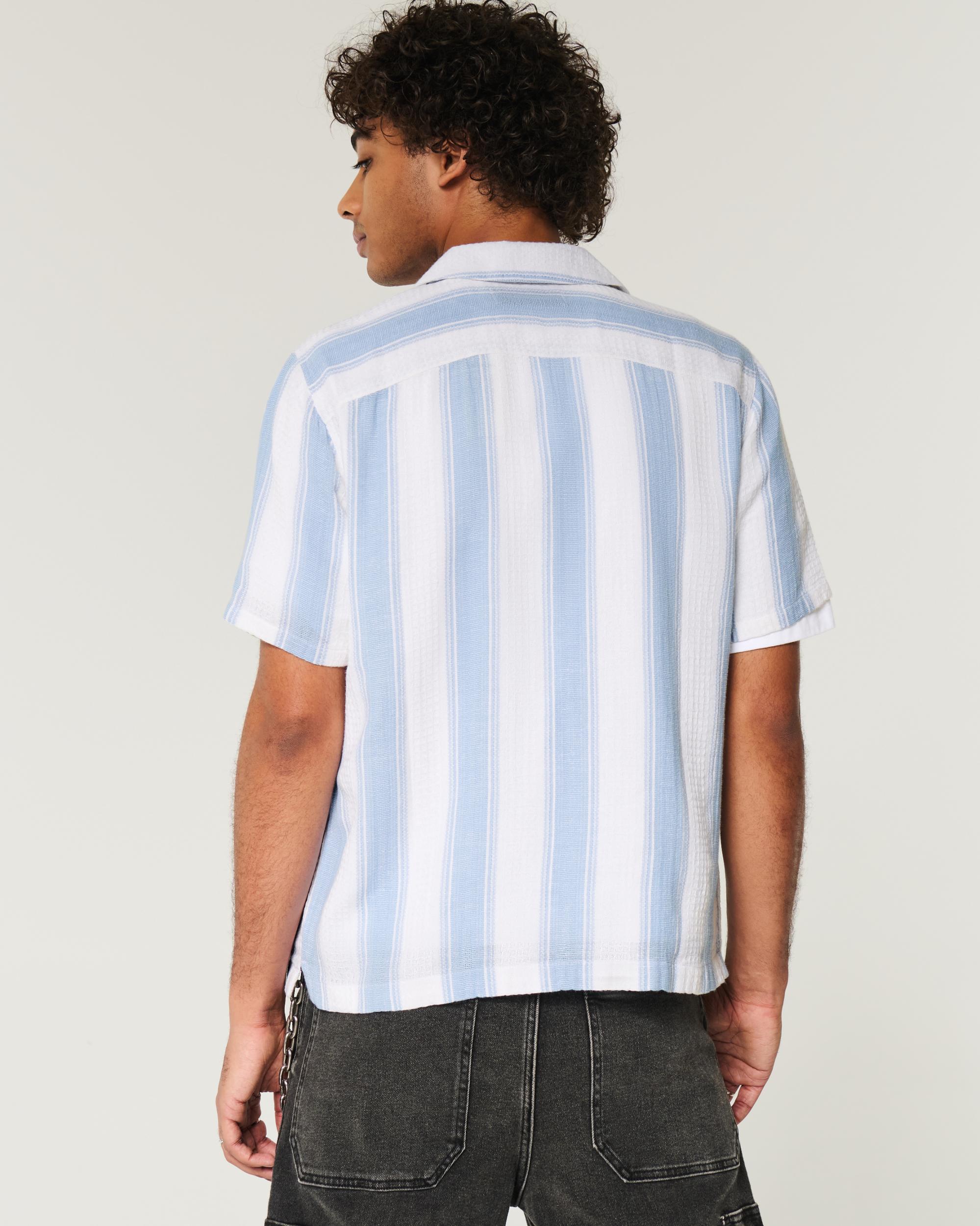 Short-Sleeve Textural Stripe Shirt Product Image