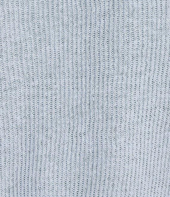 Eileen Fisher Organic Linen Cotton Blend Ribbed Knit Open Front Long Sleeve Cardigan Product Image