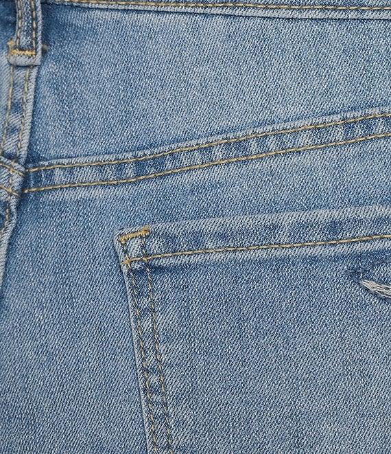 Code Bleu Soho Stretch Denim Mid Rise Embroidered Bermuda Shorts Product Image