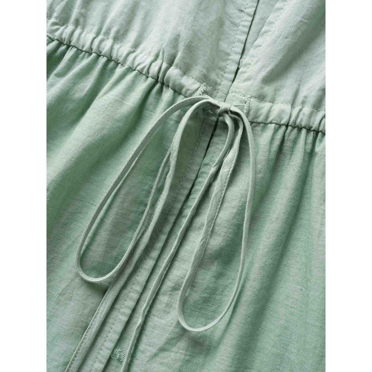 Plus Size Plain Broderie Anglaise Drawstring Kimono Women Mint Resort Embroidered Vacation Kimonos BloomChic 30/6X Product Image