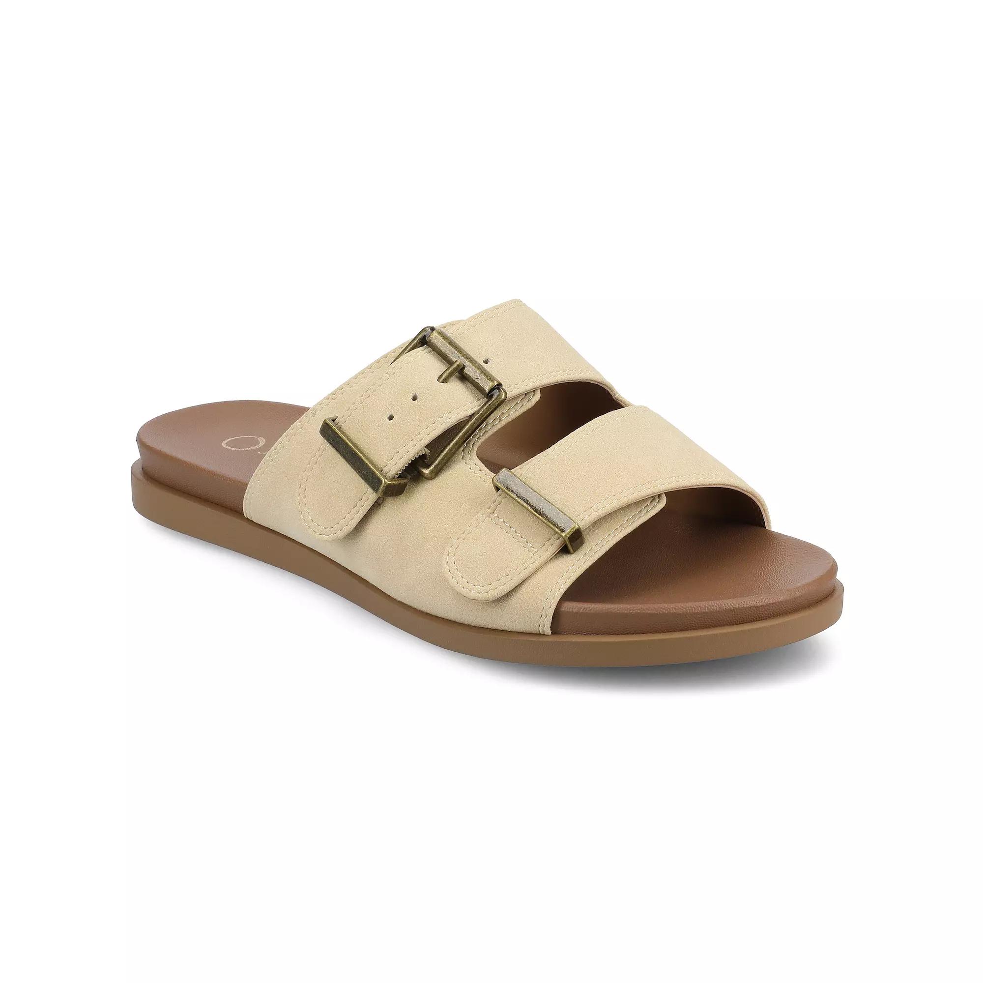 Journee Cosette Womens Double Strap Buckle Slip-On Flat Sandals Product Image