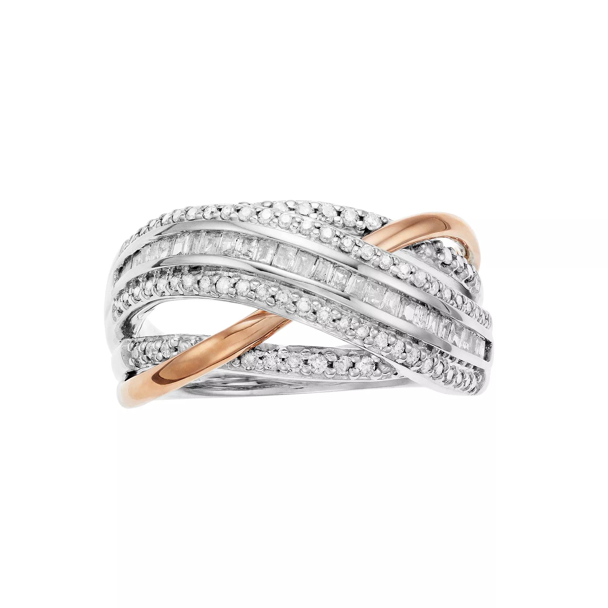 Two-Tone 10k Rose Gold & 10k White Gold 1/2 Carat T.W. Diamond Ring, Women's, Size: 6, 10k Gold Product Image