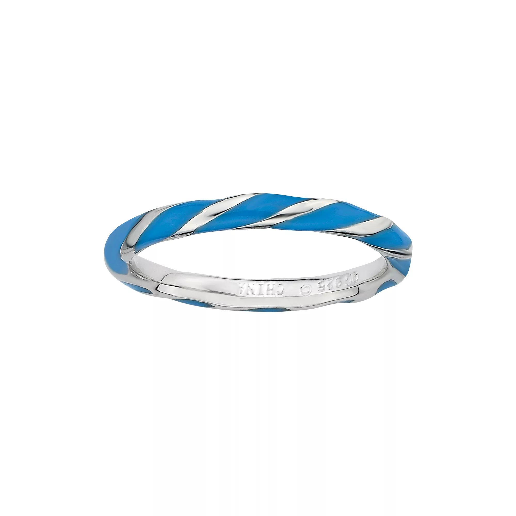 Stacks & Stones Sterling Silver Blue Enamel Twist Stack Ring, Women's, Size: 7 Product Image