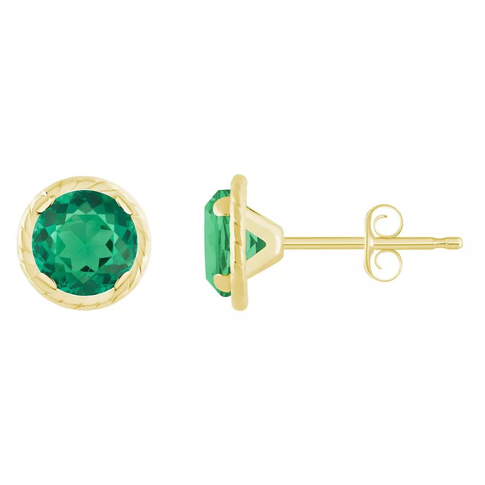 Celebration Gems 10k Gold 5 mm Round Lab-Created Gemstone Martini Rope Stud Earrings, Women's, Created Green Product Image