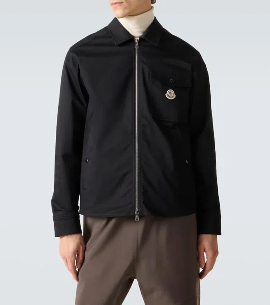 MONCLER Cotton Stretch Garbardine Zip-up Shirt Jacket In Navy Product Image