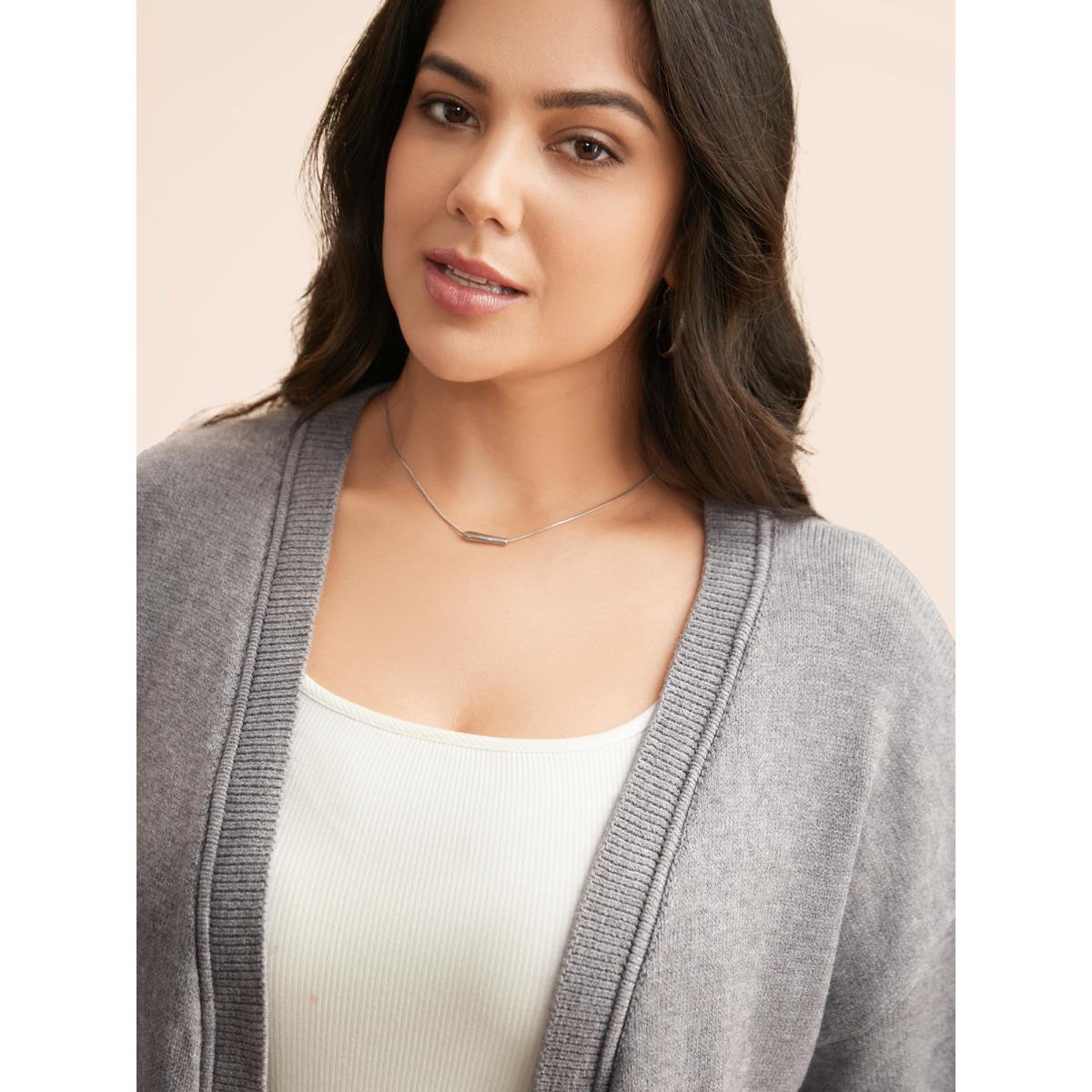 Plus Size Supersoft Essentials Open Pockets Cardigan DimGray Women Leisure Loose Long Sleeve Casual Cardigans BloomChic 26/4X Product Image