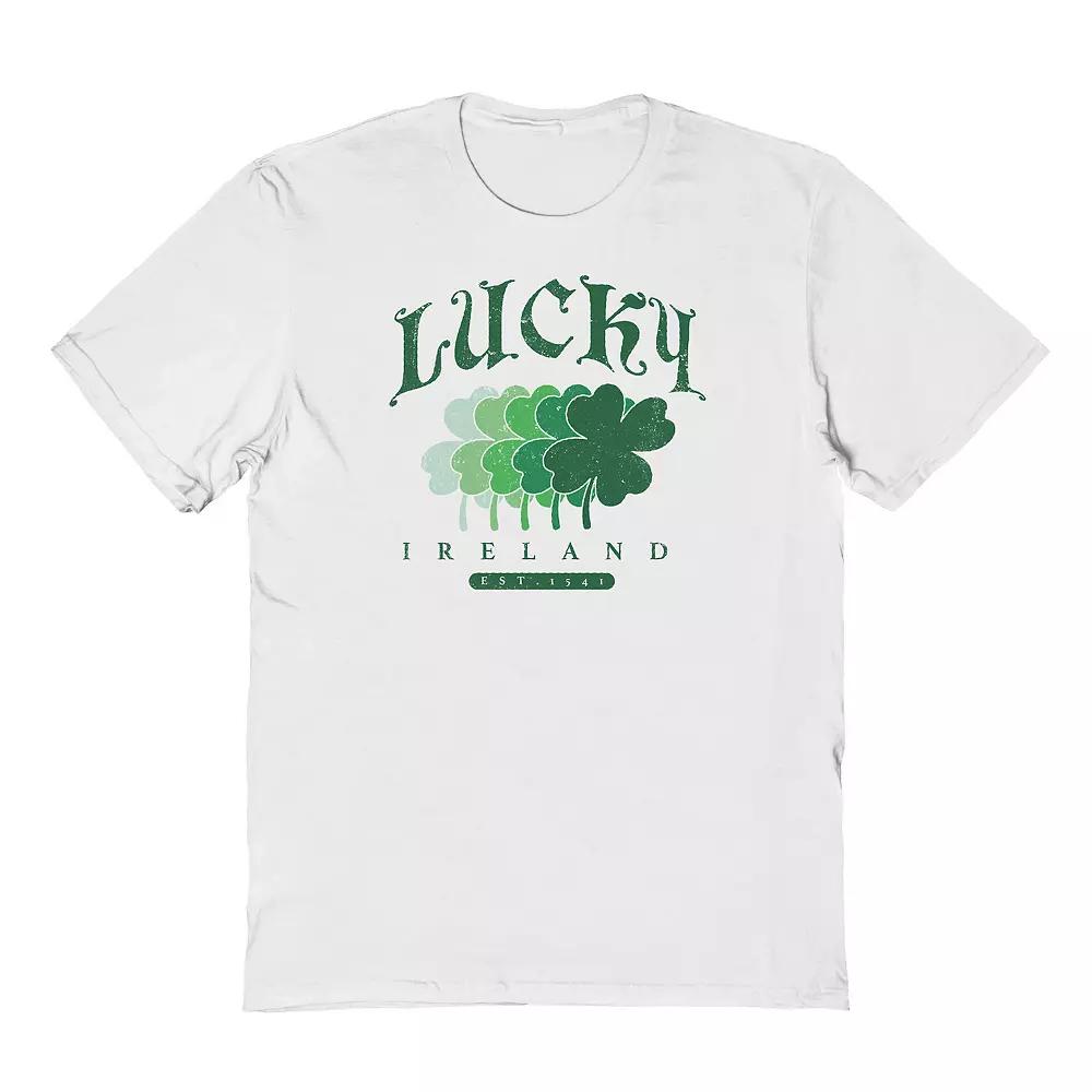 Men's St Patrick's Day Lucky Ireland Graphic Tee, Size: XXL, White Product Image