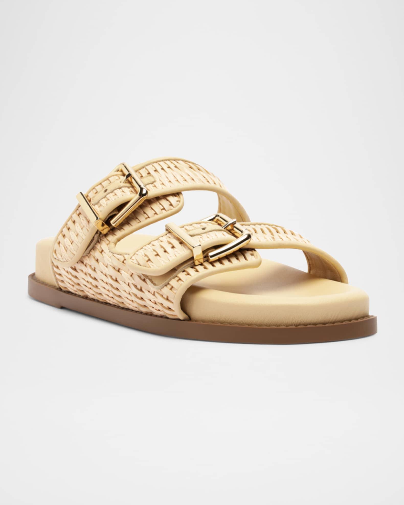 Naomi Woven Dual-Buckle Slide Sandals Product Image
