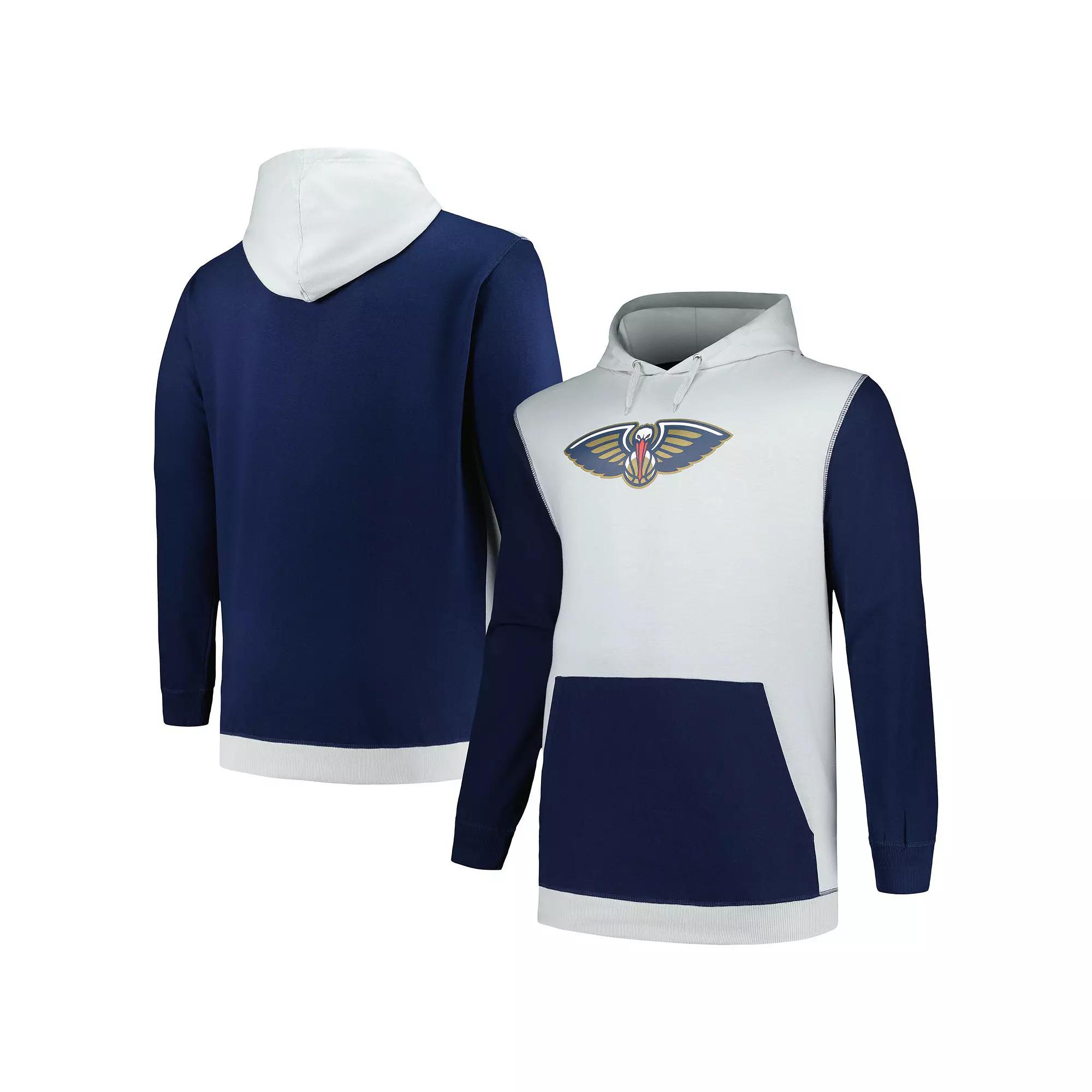 Men's Fanatics Branded  Navy/Silver New Orleans Pelicans Big & Tall Primary Arctic Pullover Hoodie, Size: 2XLT, Blue Product Image