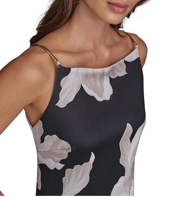 Donna Karan Scuba Boat Neck Sleeveless Floral Sheath Dress Product Image