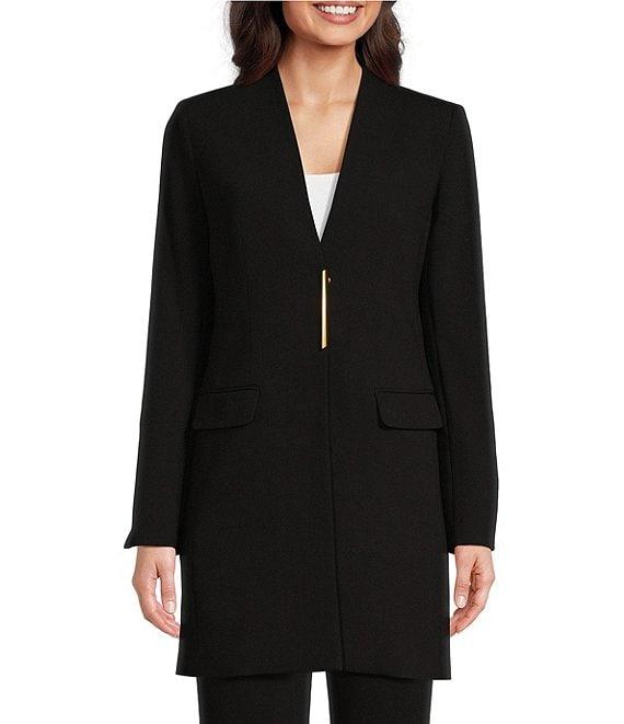 Donna Karan Knit Collarless Long Sleeve Snap Front Topper Jacket Product Image