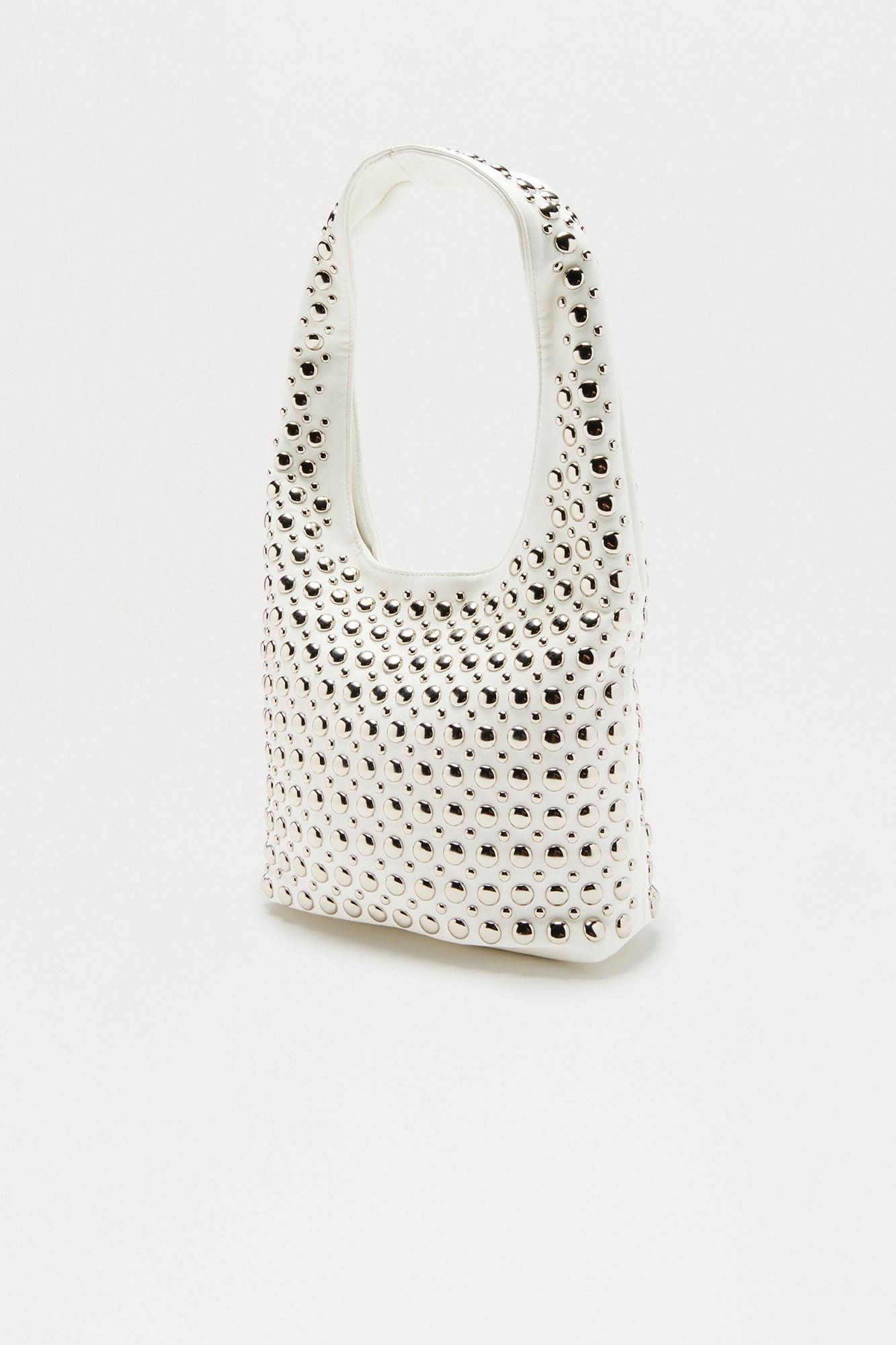 Midnight Metal Faux Leather Handbag - White Female Product Image