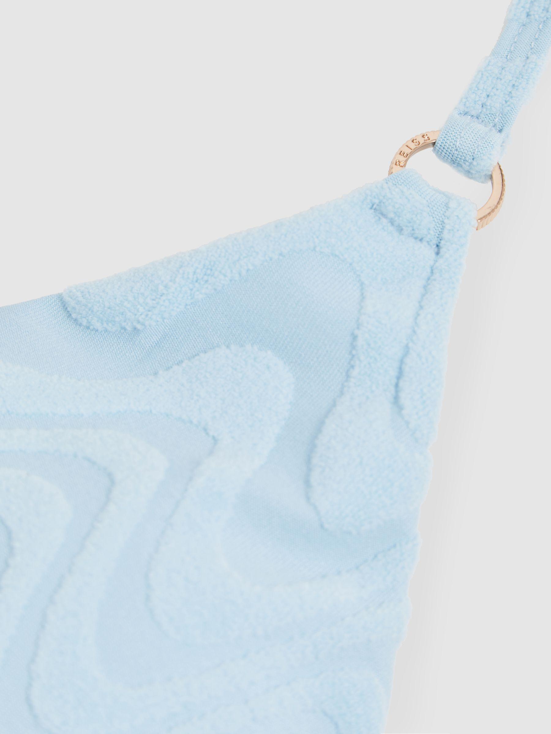 Textured Wave Triangle Bikini Top in Blue Product Image