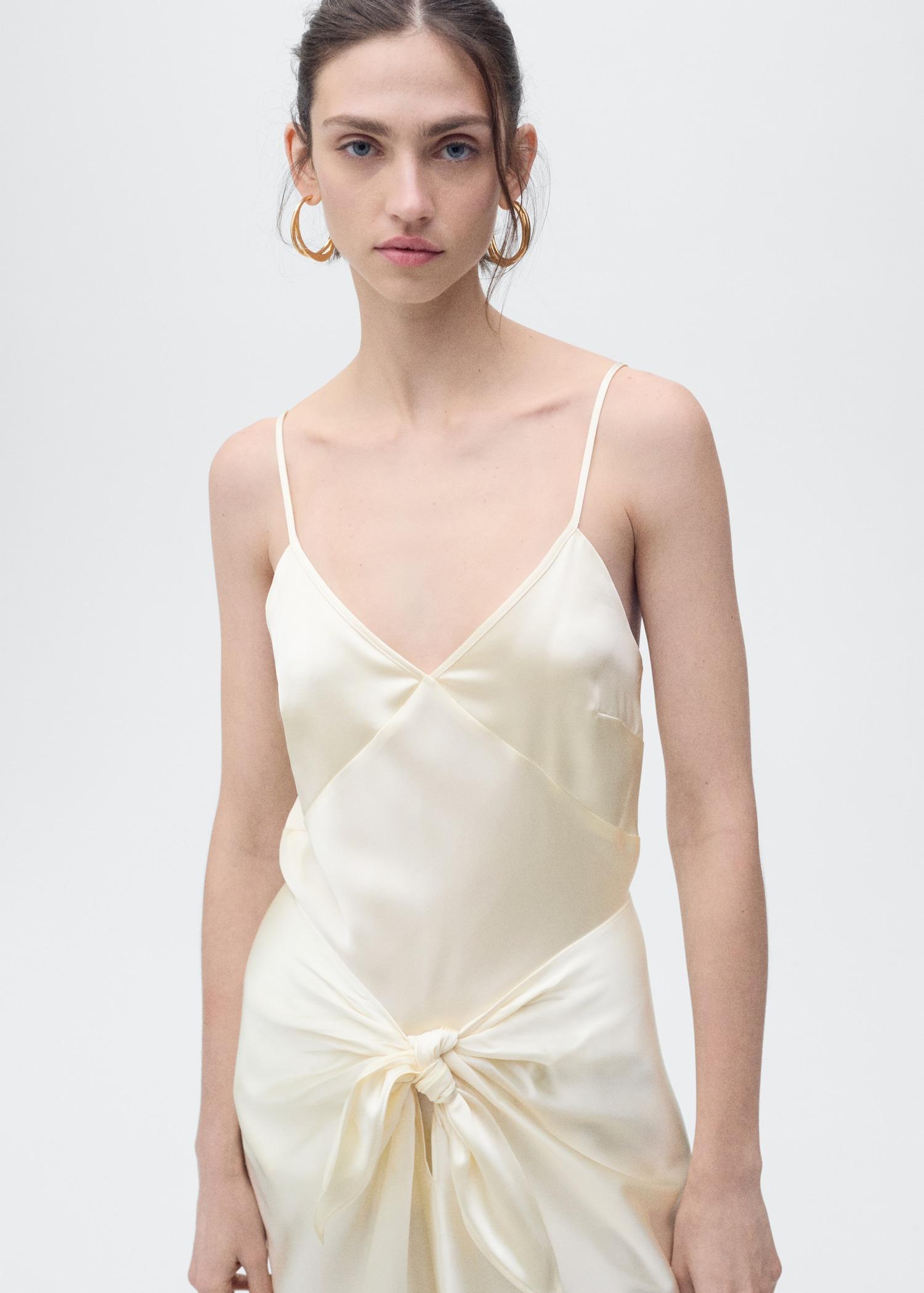 V-neck satin top - Women | MANGO USA Product Image