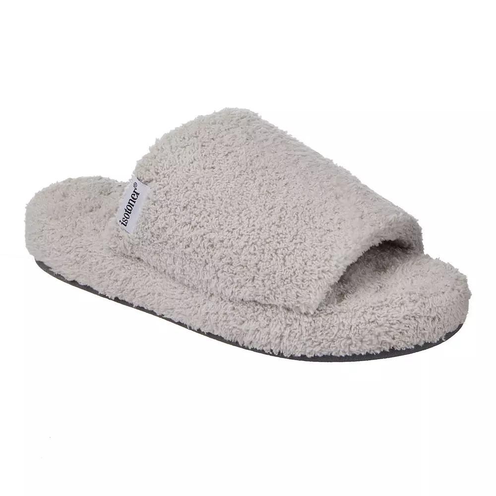 isotoner Joey Women's Cozy Plush Memory Foam Slide Slippers, Size: Medium, Blue Fog Product Image