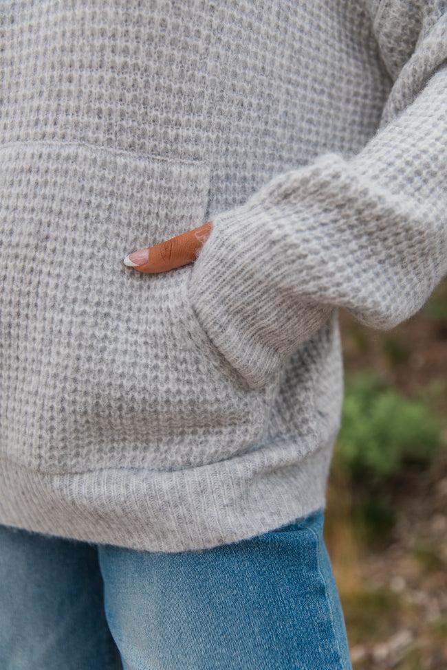 Found Your Love Grey Oversized Waffle Hooded Sweater FINAL SALE Product Image