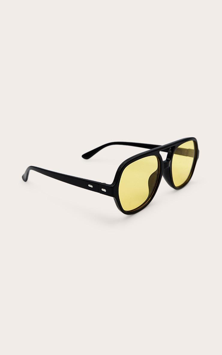 Black Plastic Frame Colored Lens Aviator Sunglasses Product Image