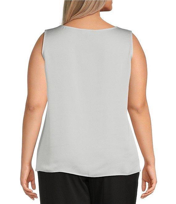 Ming Wang Plus Crepe De Chine Scoop Neck Sleeveless Tank Product Image