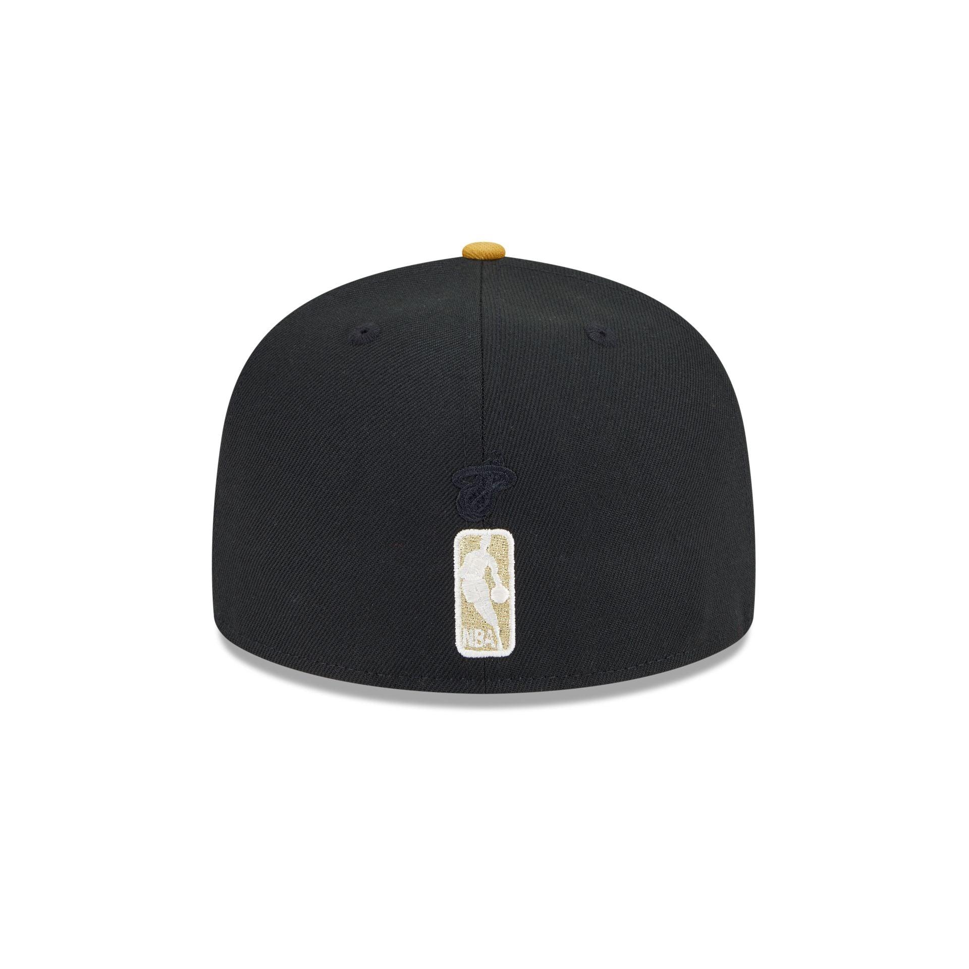 Miami Heat Metallic Gold Logo 59FIFTY Fitted Hat Male Product Image