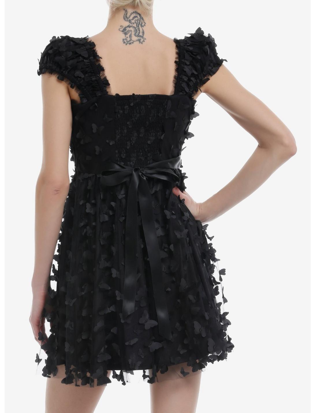 Cosmic Aura Black 3D Butterfly Babydoll Dress Product Image