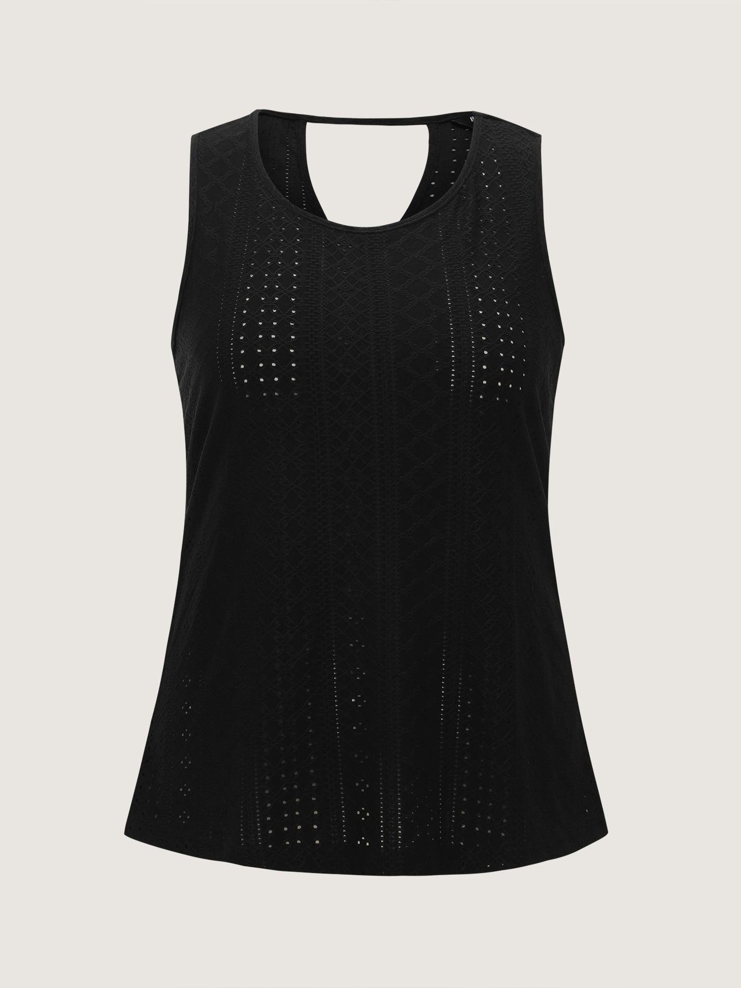 Stretchy Textured Round Neck Tank Top Female Product Image