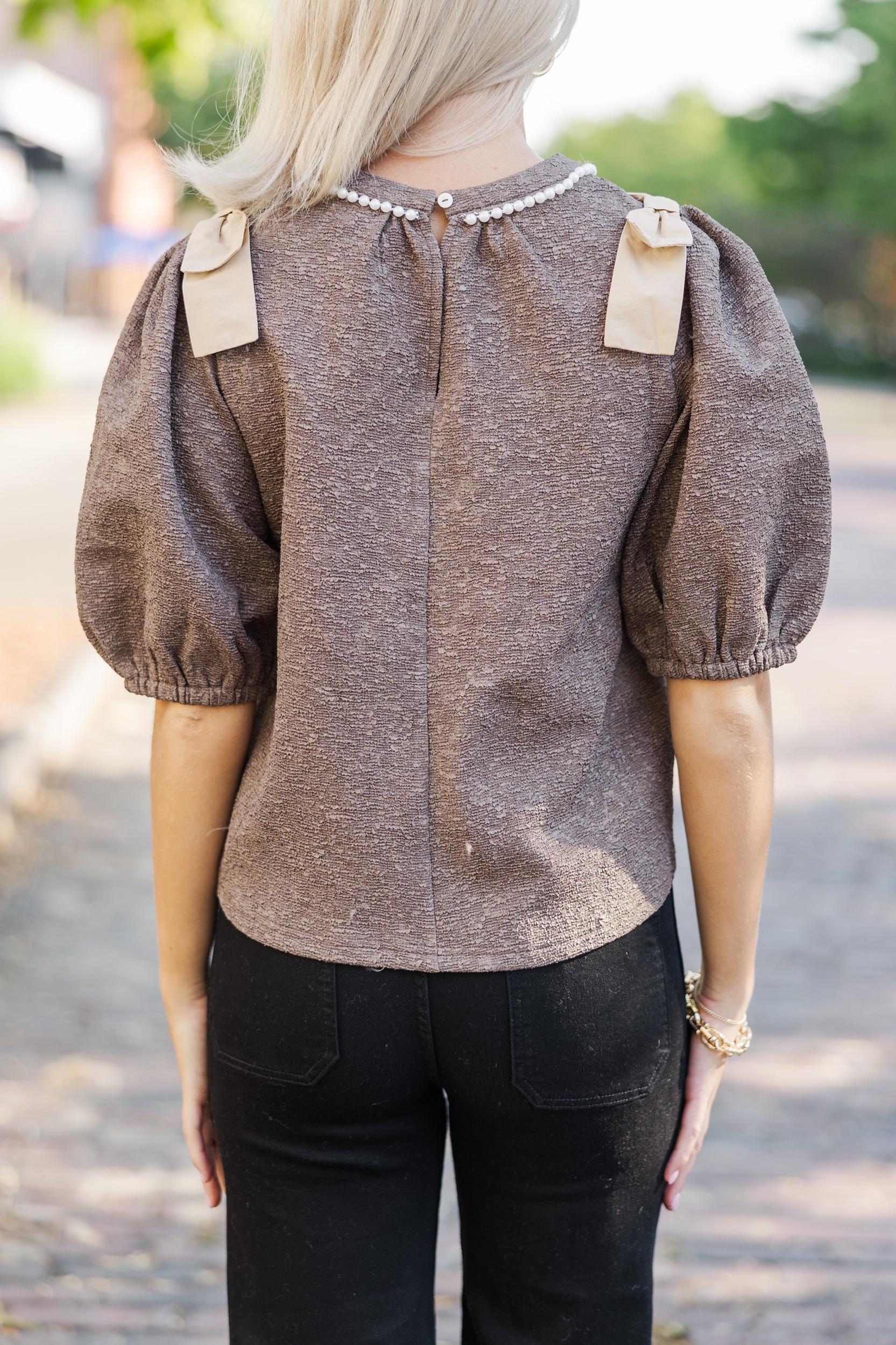 Best Of You Brown Tweed Blouse Female Product Image
