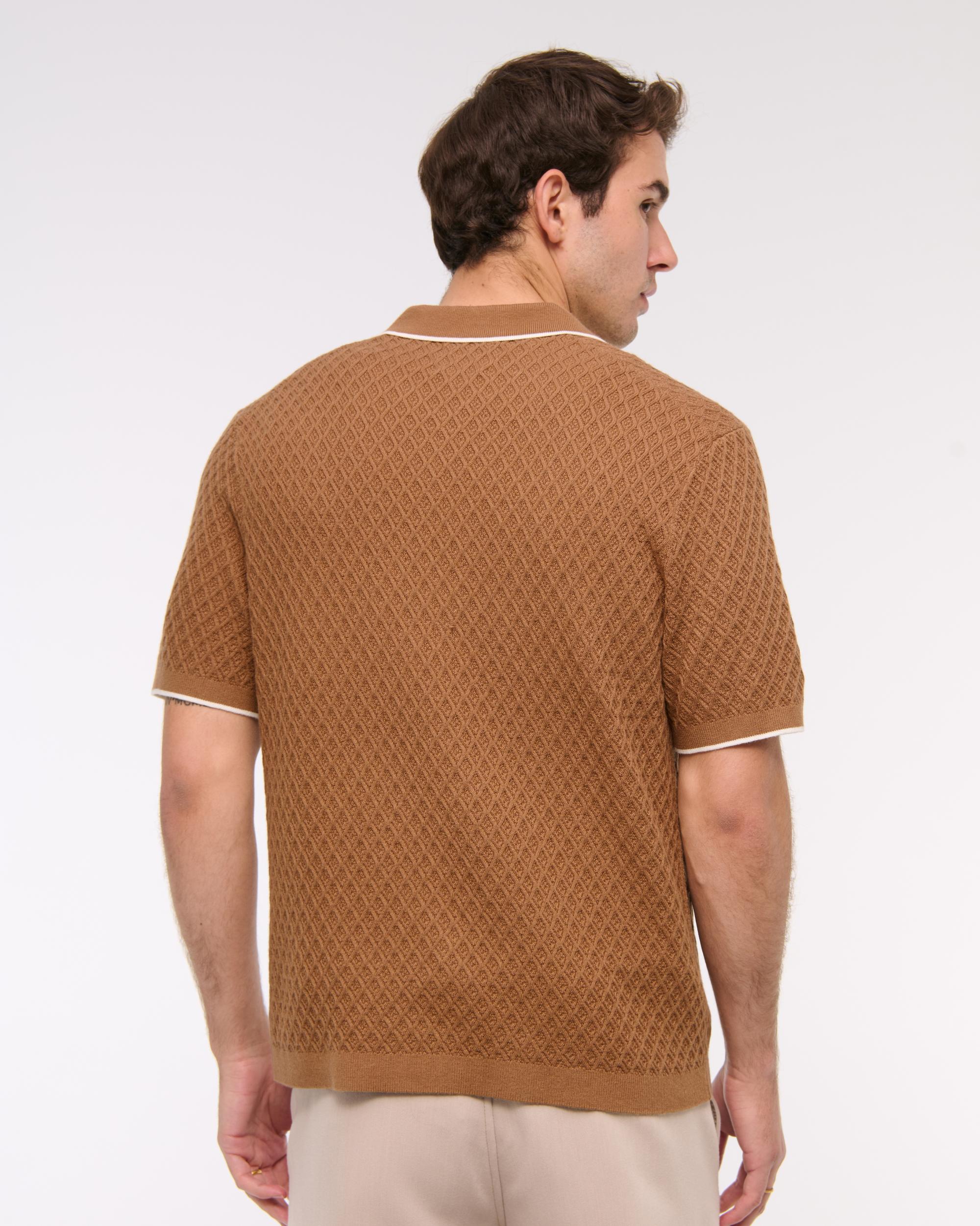 Diamond Stitch Button-Through Sweater Polo Product Image